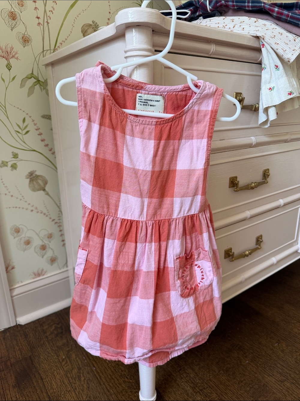 Piupiuchick Girls Pink & Coral Gingham Sundress